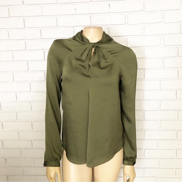 Banana Republic Women’s Olive Green High Neck Twist Blouse - Picture 3 of 6